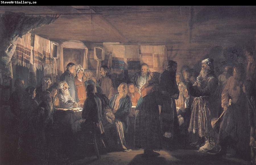 Vassily Maximov Arrival of a Sorcere at a Peasant Wedding